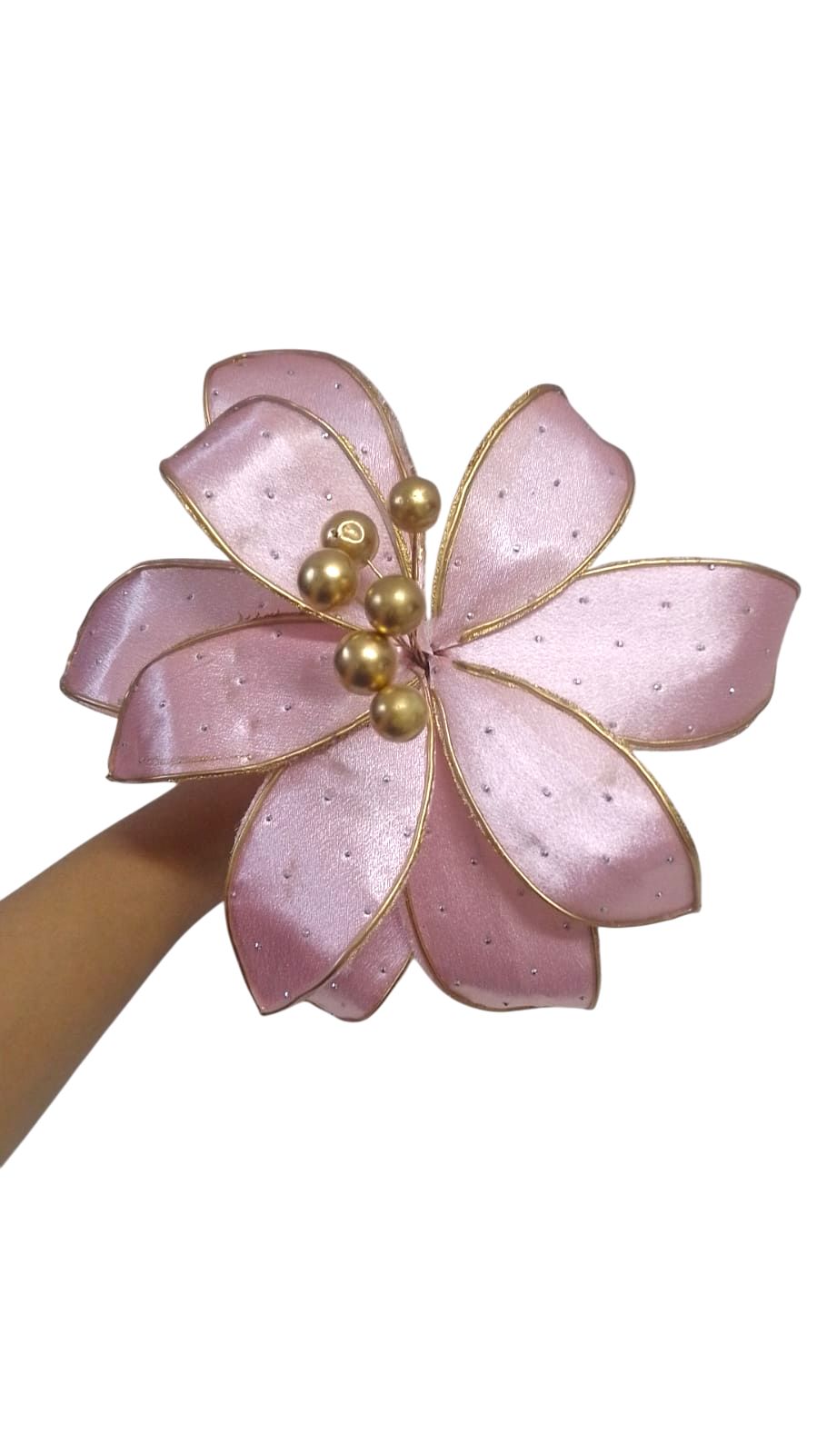 FLOR BICO PAPAGAIO AVELUDADO ROSA CLARO 20CM